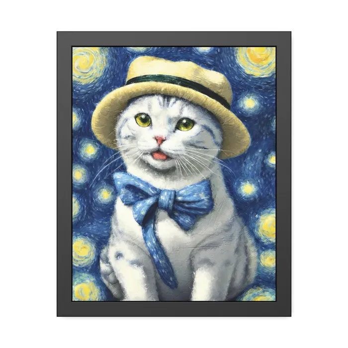 Portraits by NC Earrings Starry Eye Cat Poster Framed Paper Posters