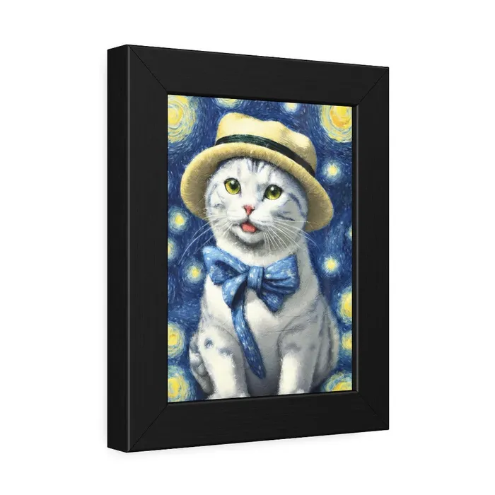 Portraits by NC Earrings Starry Eye Cat Poster Framed Paper Posters