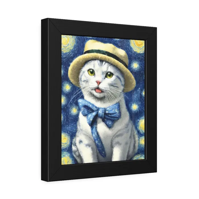 Portraits by NC Earrings Starry Eye Cat Poster Framed Paper Posters
