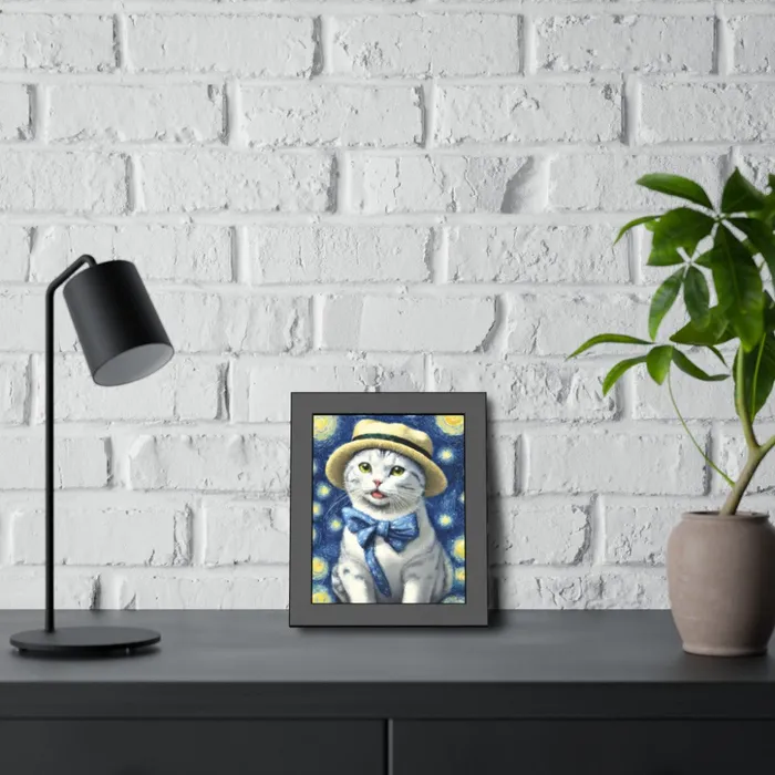 Portraits by NC Earrings Starry Eye Cat Poster Framed Paper Posters
