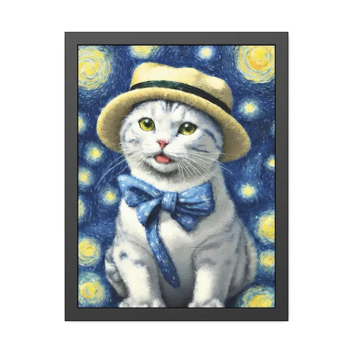 Portraits by NC Earrings Starry Eye Cat Poster Framed Paper Posters
