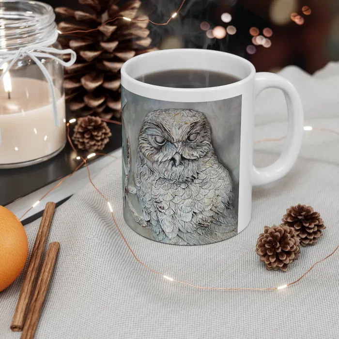Portraits by NC Rings Barn Owl Ceramic Mug 11oz