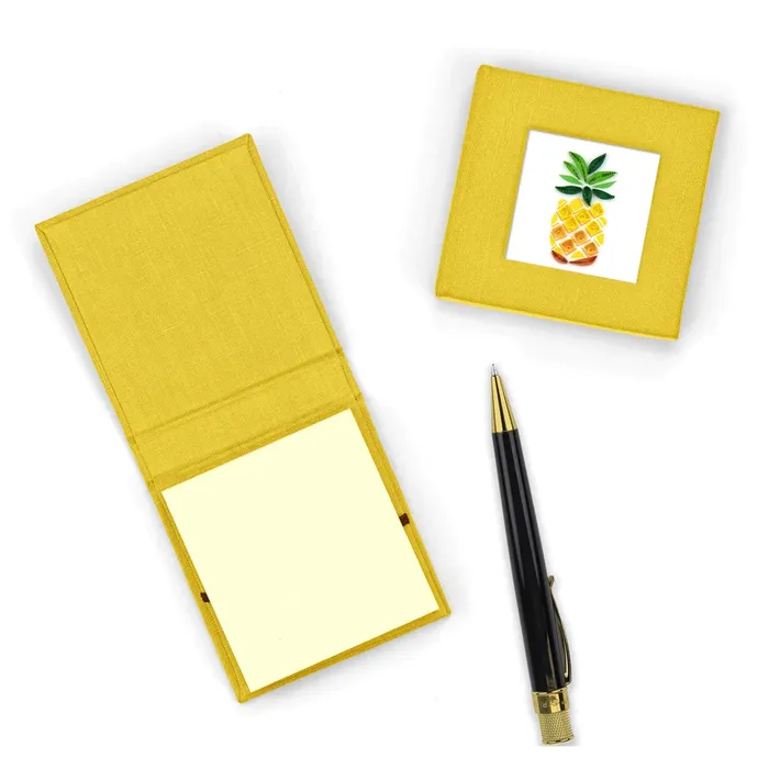 Quilled Pineapple Linen Sticky Note Pad Cover QUILLINGCARD Earrings