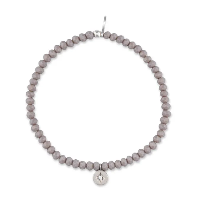 RACHEL LYNN CHICAGO Bracelets 2mm Itsy Gray Crystal and Satin Silver CZ Star Charm Bracelet