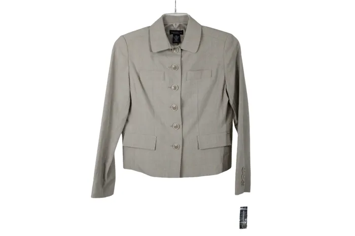Rafaella Earrings NEW Rafaella 2 Way Stretch Novelty Windowpane Tan Jacket 10 Petite