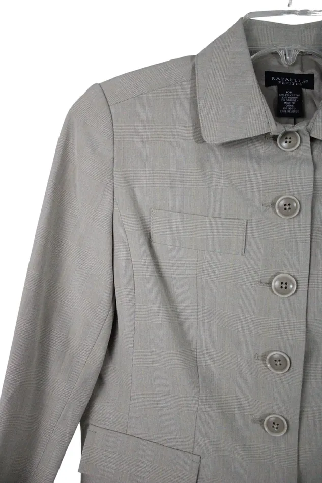 Rafaella Earrings NEW Rafaella 2 Way Stretch Novelty Windowpane Tan Jacket 10 Petite