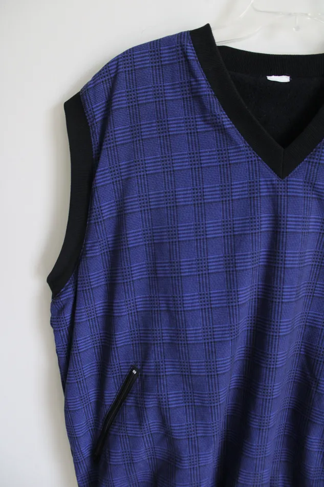 Rings Blue Houndstooth Blue Windbreaker Vest XL Jubilee Thrift