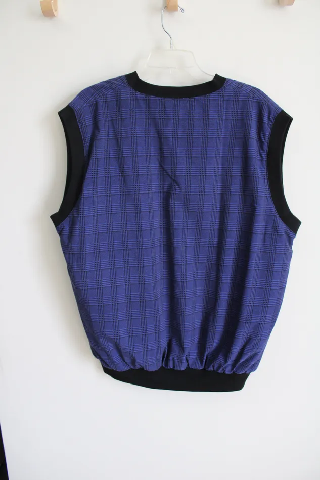 Rings Blue Houndstooth Blue Windbreaker Vest XL Jubilee Thrift