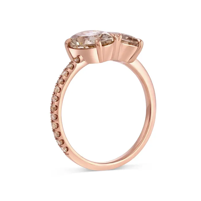 Rings Honey Jewelry Co 150ct Oval 101ct EmeraldCut Champagne Diamond Engagement Ring