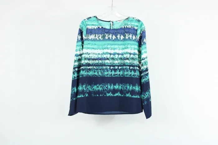 Rings Milano Blue Patterned Long Sleeved Blouse M Milano