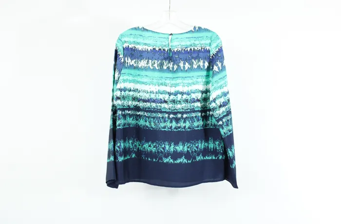 Rings Milano Blue Patterned Long Sleeved Blouse M Milano