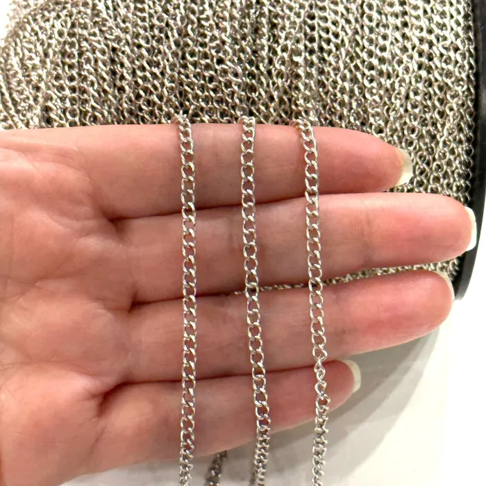 Rings Peppy Beads Antique Silver Plated 4x3mm Gourmet Chain Silver Plated Open Link Chain Rings Peppy Beads Antique Silver Plated 4x3mm Gourmet Chain Silver Plated Open Link Chain