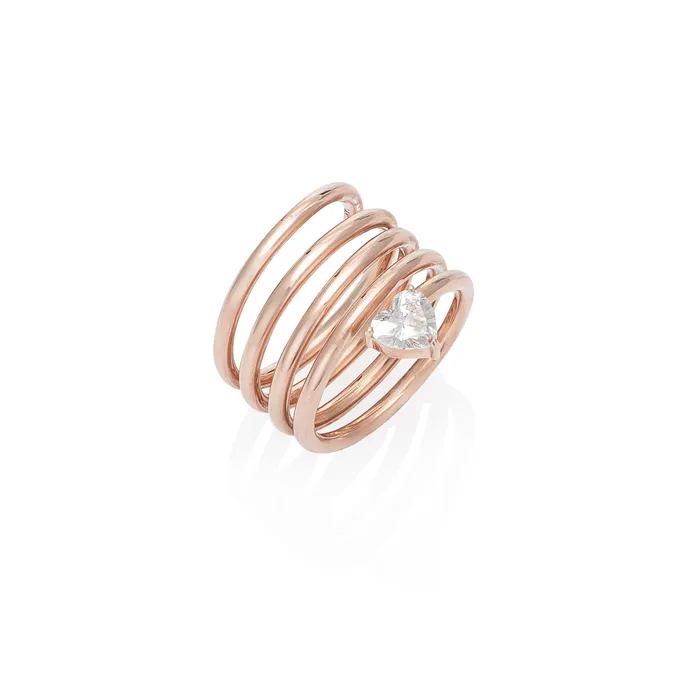 Rose Gold Heart Diamond Spiral Ring 78cts RACHEL LYNN CHICAGO Rings