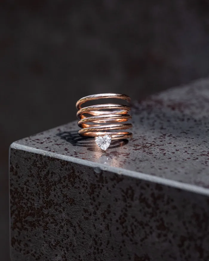 Rose Gold Heart Diamond Spiral Ring 78cts RACHEL LYNN CHICAGO Rings