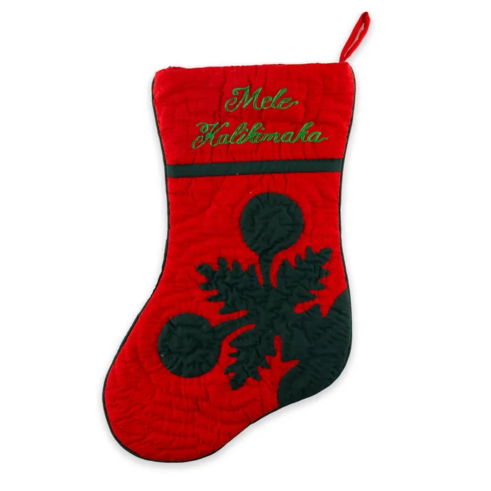 RTIMPORTS Necklaces Quilted Mele Kalikimaka Green Breadfruit Christmas Stocking RTIMPORTS Necklaces Quilted Mele Kalikimaka Green Breadfruit Christmas Stocking