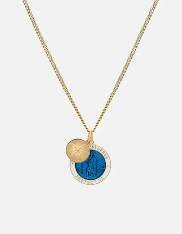 Saint Christopher Surf Necklace GoldCaribbean Blue Miansai Necklaces
