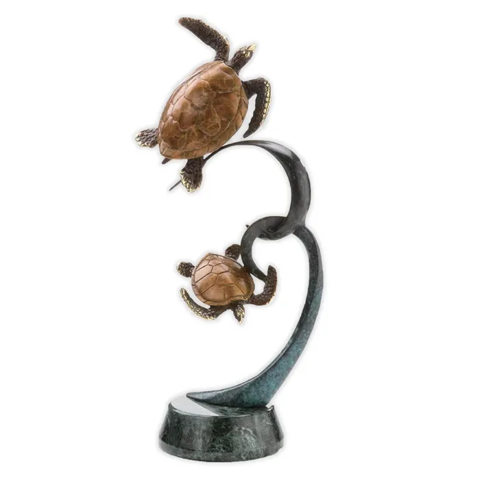 SANPACIFICINTL Earrings Double Turtle Ribbon Brass Statuette by San Pacific International SANPACIFICINTL Earrings Double Turtle Ribbon Brass Statuette by San Pacific International