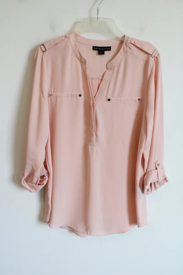Simply Styled By Sears Blush Pink Chiffon Blouse M Sears Earrings