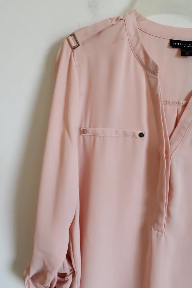 Simply Styled By Sears Blush Pink Chiffon Blouse M Sears Earrings