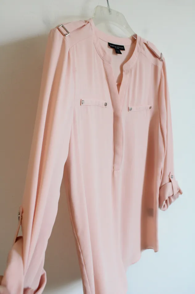 Simply Styled By Sears Blush Pink Chiffon Blouse M Sears Earrings