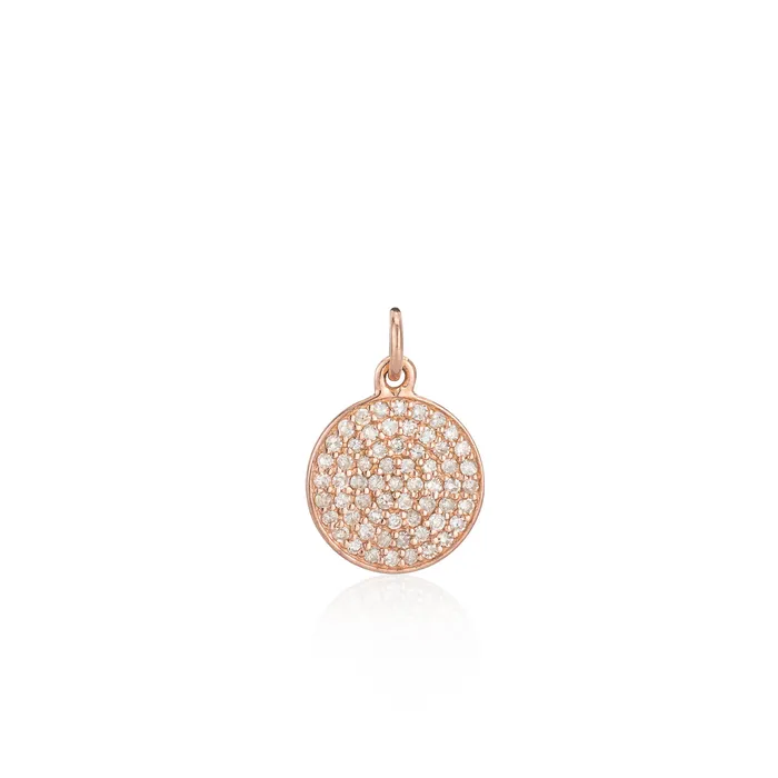 Small Rose Gold and Diamond Disk Pendant RACHEL LYNN CHICAGO Necklaces