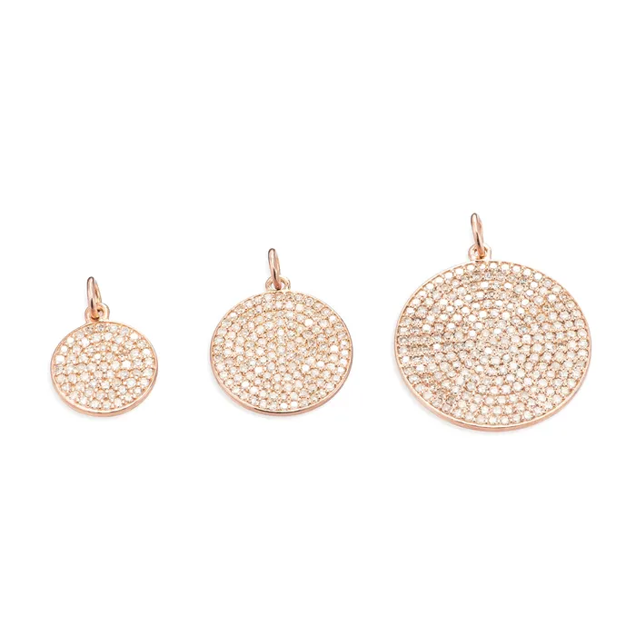 Small Rose Gold and Diamond Disk Pendant RACHEL LYNN CHICAGO Necklaces