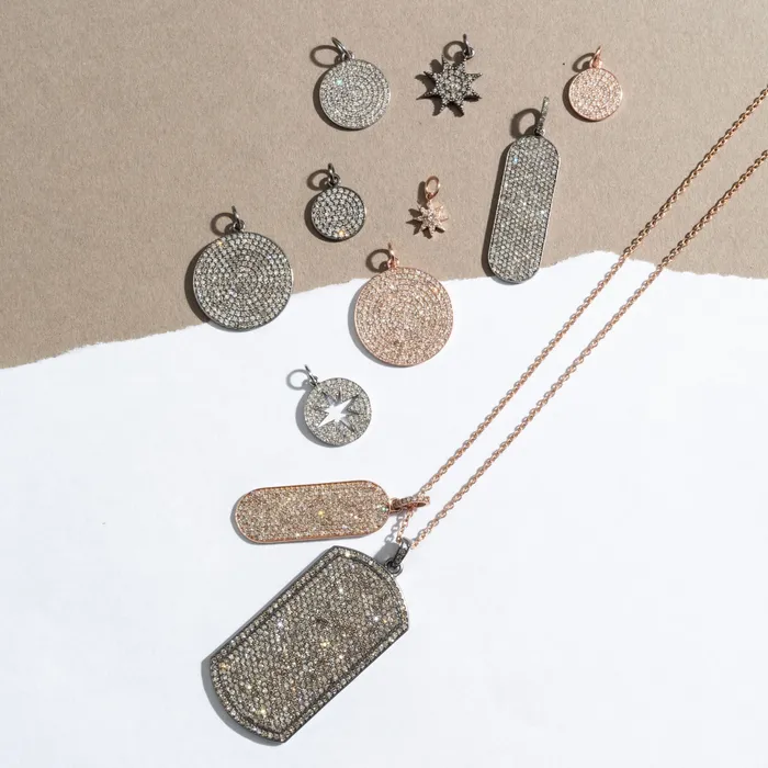 Small Rose Gold and Diamond Disk Pendant RACHEL LYNN CHICAGO Necklaces