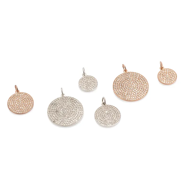 Small Rose Gold and Diamond Disk Pendant RACHEL LYNN CHICAGO Necklaces