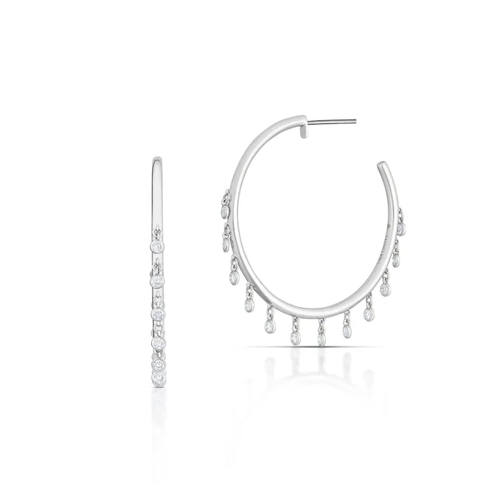 Stephen Silver Fine Jewelry 075 Carat Diamond Dangle Hoop Earrings Earrings