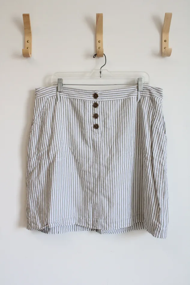 Talbots Rings Talbots Green White Striped Skirt 16