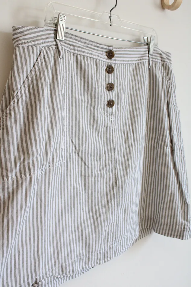 Talbots Rings Talbots Green White Striped Skirt 16