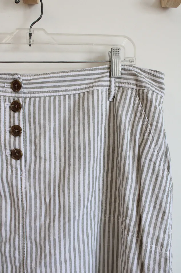 Talbots Rings Talbots Green White Striped Skirt 16