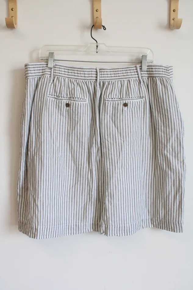 Talbots Rings Talbots Green White Striped Skirt 16