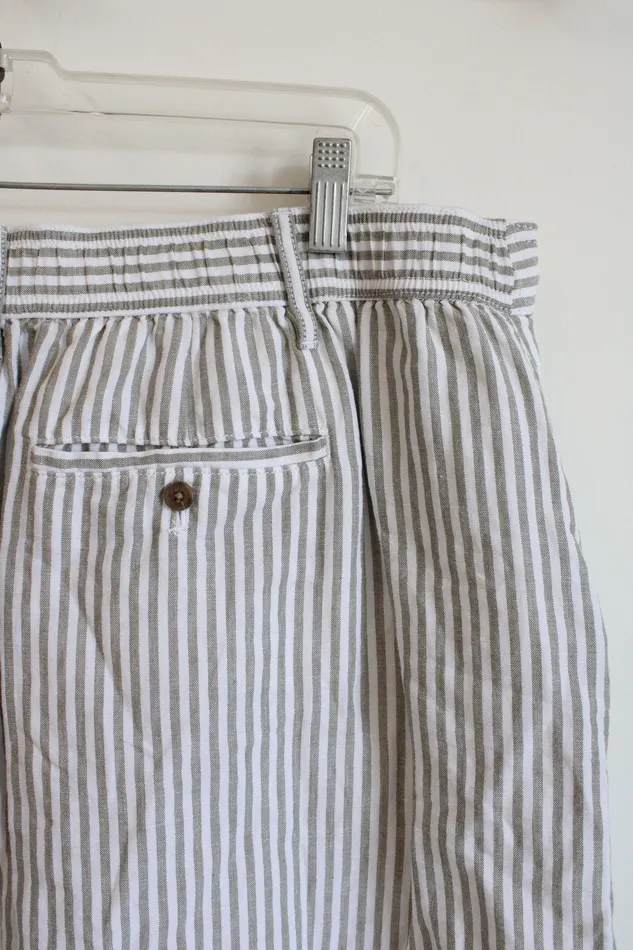 Talbots Rings Talbots Green White Striped Skirt 16