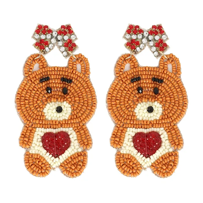 VALENTINE TEDDY BEAR JEWELED BEADED EARRINGS Something Special LA Earrings VALENTINE TEDDY BEAR JEWELED BEADED EARRINGS Something Special LA Earrings