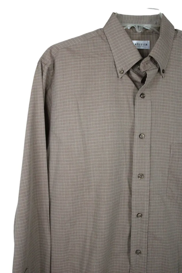 Van Heusen Earrings Van Heusen Brown Plaid Shirt 16 3435