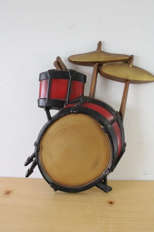 Vintage Metal Drum Set Art 1970 Sexton Jubilee Thrift Earrings