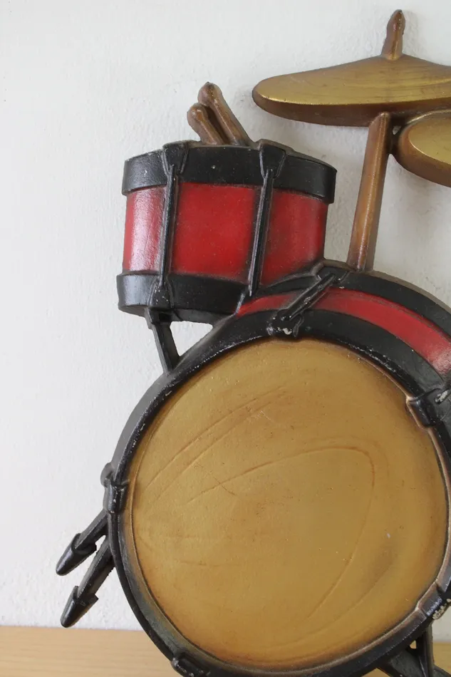 Vintage Metal Drum Set Art 1970 Sexton Jubilee Thrift Earrings