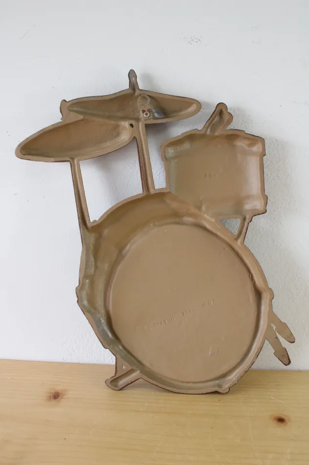 Vintage Metal Drum Set Art 1970 Sexton Jubilee Thrift Earrings