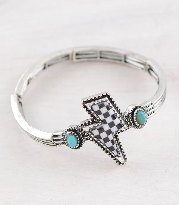 WESTERN CHECKERED BOLT STRETCH BRACELET YKT Bracelets