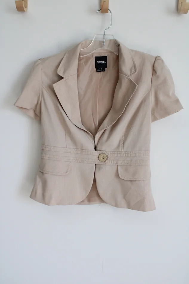 XOXO Tan Short Sleeved Blazer M XOXO Earrings