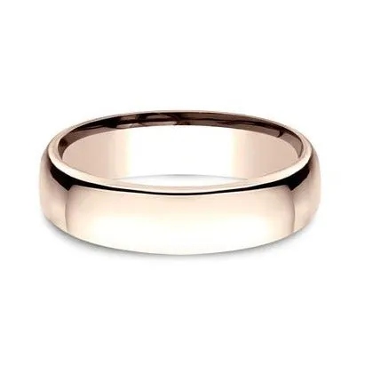14K Rose Gold European Comfort Fit Band Benchmark Rings