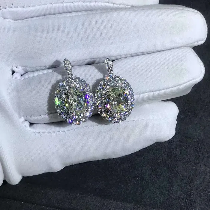 3 Carat Colorless Oval Cut VVS Moissanite Drop Earrings Leyloon Jewelry Earrings