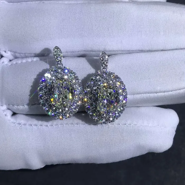 3 Carat Colorless Oval Cut VVS Moissanite Drop Earrings Leyloon Jewelry Earrings