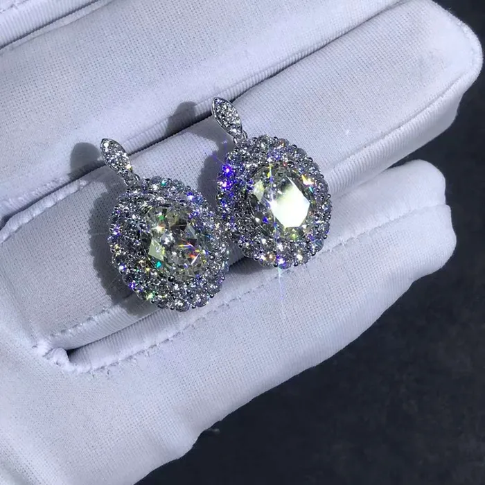 3 Carat Colorless Oval Cut VVS Moissanite Drop Earrings Leyloon Jewelry Earrings
