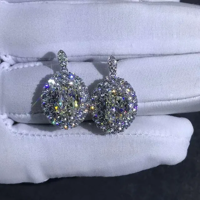 3 Carat Colorless Oval Cut VVS Moissanite Drop Earrings Leyloon Jewelry Earrings
