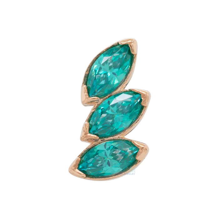 3 Gem Fanfare Threaded End in Rose Gold with BrilliantCut Gems Anatometal Earrings 3 Gem Fanfare Threaded End in Rose Gold with BrilliantCut Gems Anatometal Earrings