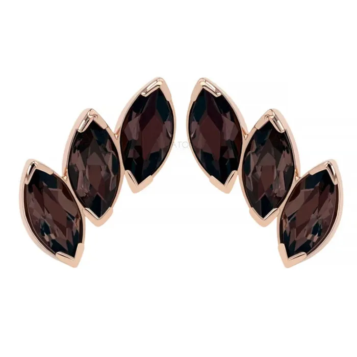 3 Gem Fanfare Threaded End in Rose Gold with BrilliantCut Gems Anatometal Earrings