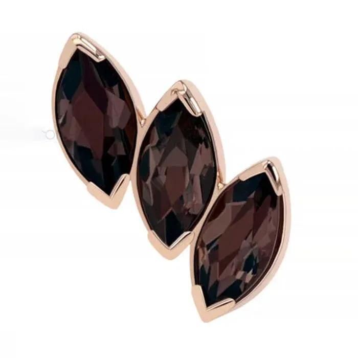 3 Gem Fanfare Threaded End in Rose Gold with BrilliantCut Gems Anatometal Earrings