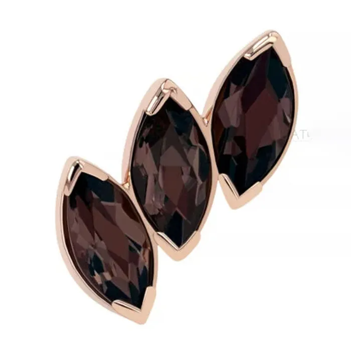 3 Gem Fanfare Threaded End in Rose Gold with BrilliantCut Gems Anatometal Earrings